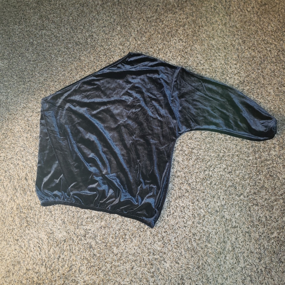 1 shoulder blue velvet top